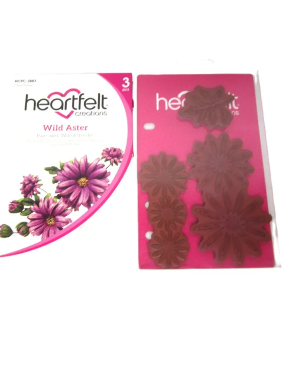Heartfelt Creations Wild Aster Cling Stamps 3 Pcs Floral Summer Spring